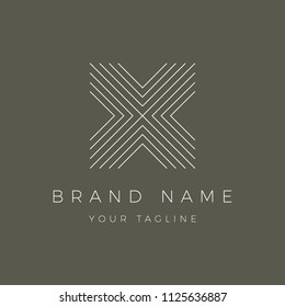 Letter X Logo Luxury Old Green