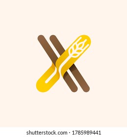 Letter X logo with negative space wheat. Perfect vector font for bakery identity, badges or emblems for natural fresh products, etc.