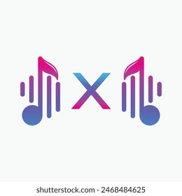 letter X Logo with Pulse music player element. Logo template electronic music, equalizer, dj, nightclub, disco. Audio wave logo concept, Multimedia