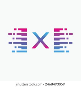 letter X Logo with Pulse music player element. Logo template electronic music, equalizer, dj, nightclub, disco. Audio wave logo concept, Multimedia