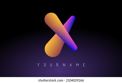 Logo de la letra X con gradiente de 3d arco iris. Ilustración vectorial creativa con forma de gradiente tipográfico y vibrante. Ruta de color líquido.  