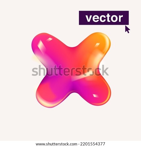 Letter X logo realistic 3D design in cartoon balloon style. Vector illustration. Perfect for cute banner, glossy design posters, multicolor icons, vibrant advertising.