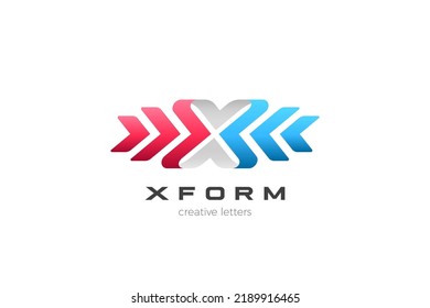Letter X Logo Ribbon Design vector template. Monogram Logotype concept icon.