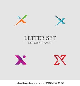 letter X logo set design for shop, company, business brand on gray background