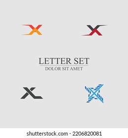 letter X logo set design for shop, company, business brand on gray background