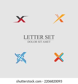 diseño de conjunto de logotipos de letras X para tienda, empresa, marca comercial con fondo gris