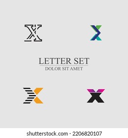 diseño de conjunto de logotipos de letras X para tienda, empresa, marca comercial con fondo gris