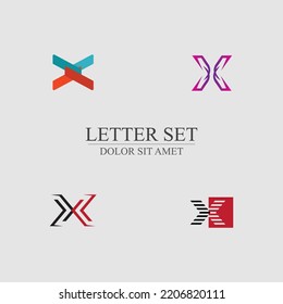 letter X logo set design for shop, company, business brand on gray background