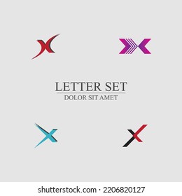 letter X logo set design for shop, company, business brand on gray background