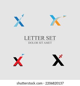 letter X logo set design for shop, company, business brand on gray background