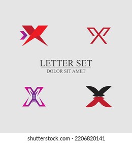 letter X logo set design for shop, company, business brand on gray background