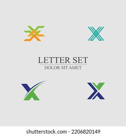 letter X logo set design for shop, company, business brand on gray background