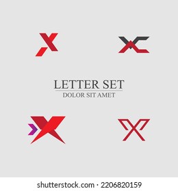 letter X logo set design for shop, company, business brand on gray background