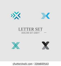 diseño de conjunto de logotipos de letras X para tienda, empresa, marca comercial con fondo gris