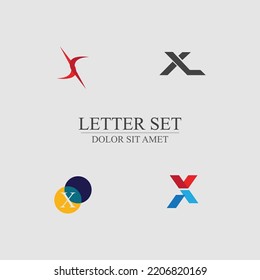 letter X logo set design for shop, company, business brand on gray background
