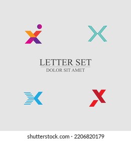 letter X logo set design for shop, company, business brand on gray background