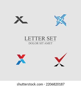 letter X logo set design for shop, company, business brand on gray background
