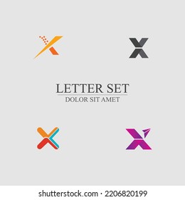 diseño de conjunto de logotipos de letras X para tienda, empresa, marca comercial con fondo gris