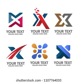 letter x logo set Simple and elegant Alphabetical Logo Design Concept