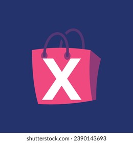 Letter X logo in a shopping bag with a modern concept