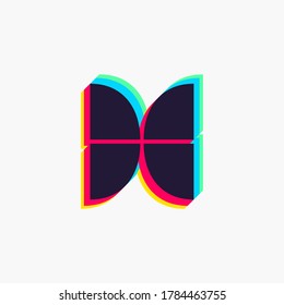 Letter X logo with stereo effect. Vibrant glossy colors font perfect to use in any disco labels, dj logos, electromusic posters, bright identity, etc.