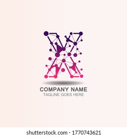 Letter X logo with Technology template concept network icon vector