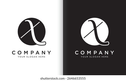 letter x logo template in black and white color. Modern trendy initial luxury x letter logo design with circle shape. Modern unique creative x logo design vector template.