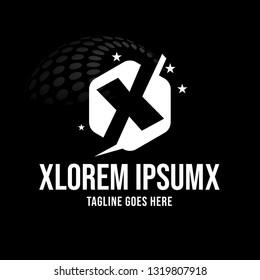 Letter X logo template. Creative logo on hexagonal shape with Flat design style isolated on Black background. Can be use as symbol and icon for your business identity. - Vector Illustration