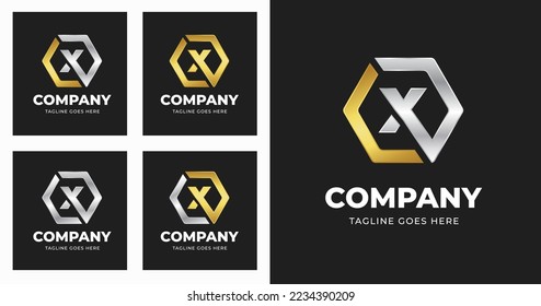 Letter X logo template design with luxury geometric variation concept modern