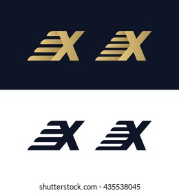 Letter X logo template. Fast speed stripe design element vector illustration. Corporate branding identity