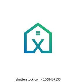 letter X logo template for real estate with monoline concept