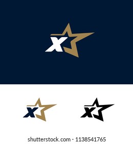 Letter X logo template with Star design element. Vector illustration. Corporate branding identity