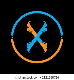 Letter X Logo Template Vector Design. black background. x circle logo design vector.