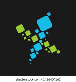 Letter X logo template,Square shape symbol,Digital,Technology,Media