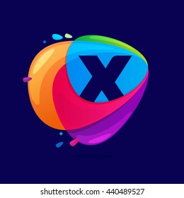 Letter X logo in triangle intersection icon. Colorful vector design for app icon, corporate identity, card, labels or posters.