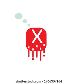 Letter X logo type in red color design concept illustration, on blood style