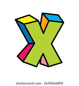 letter X logo vector colorful playful isolated on white background