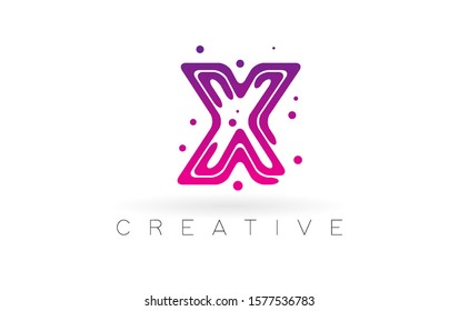 Letter X logo. Vector Design with Dots