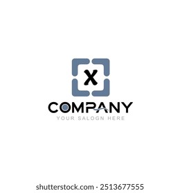 Letter X Logo Vector Design Illustration with Company Name and Your Text Here Logo Template on white background.