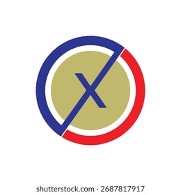 Vektor des X-Logos Geometrisches Monogramm Emblem in einem Kreis. Modernes Unternehmenssymbol für Technologie, Gaming, Zusammenarbeit oder den Austausch von Markenidentität.
