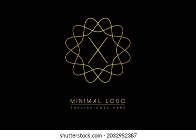 Logo-Vektorgrafik des Buchstaben X mit goldenen Luxusfarben und minimalistischem Vintage-Symbol für Monogram oder Gold Letter-Design