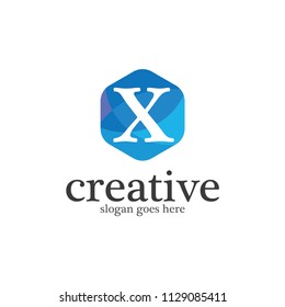 Letter x logo vector. Modern stylized colorful hexagon logo alphabet.