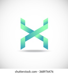 Letter X logo, vector origami design, technology,network,digital,Vector Illustration