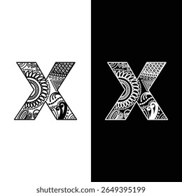 Letra X Logo Vintage Ornamento Estilo Stock Vetor - Ilustração.
