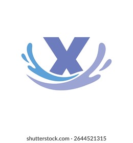 Letter X logo with water splash simple design template, for your company