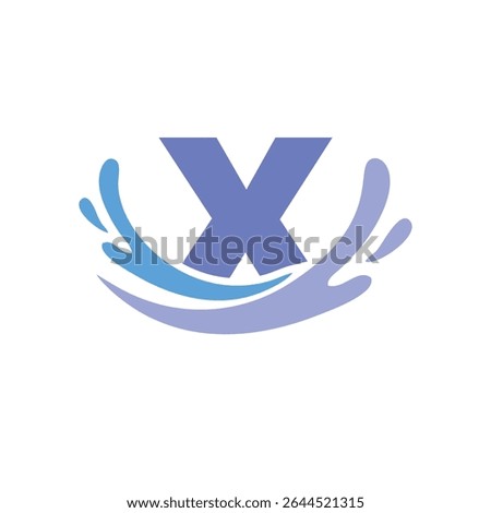 Letter X logo with water splash simple design template, for your company