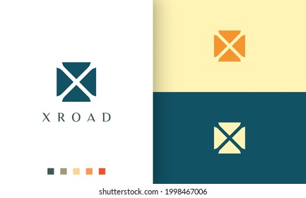 logotipo de la letra x en el espacio blanco y estilo moderno