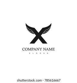 Letter X Logo, Wing Logo Design