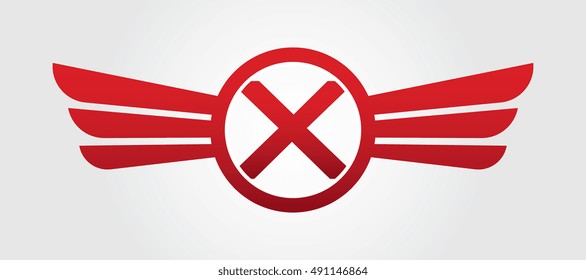 Letter X Logo Winged Red Color