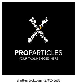 Letter x logo. Yellow Dot Highlighted in symbol .Abstract Alphabet particles logotype vector design.
